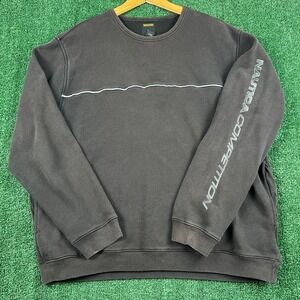 VTG Nautica Sweatshirt Men's XL Faded Black Competition Cotton Pullover Logo 90s